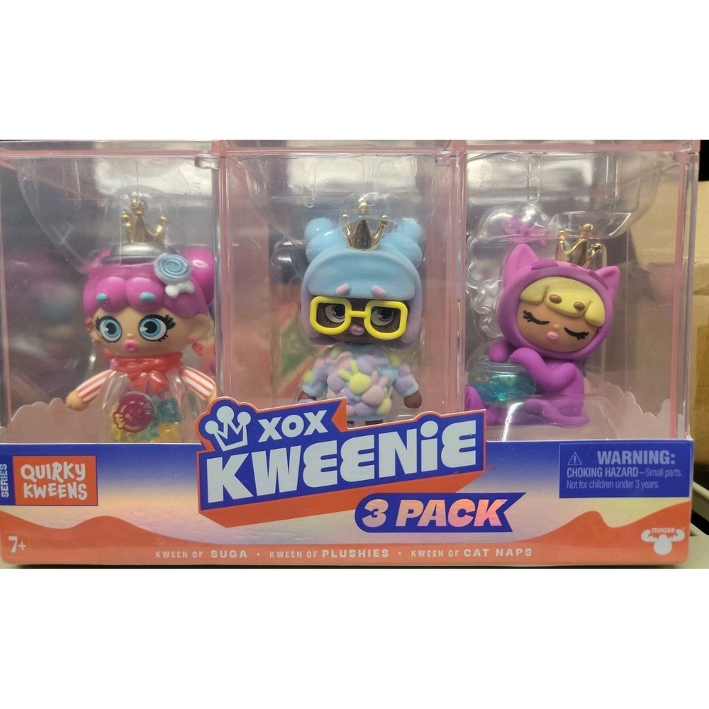 XOX Kweenie Quirky Series 3-pk Mini Figures and Display Case, 4 Inch-NEW SEALED